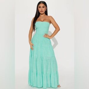 Fashion Nova Mint Green Strapless Maxi Dress | 3X | Bump Friendly